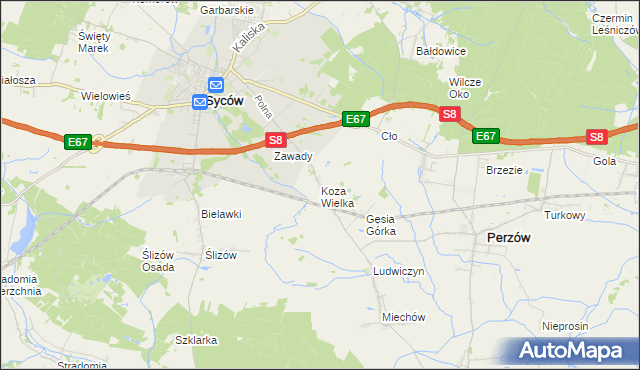 mapa Koza Wielka, Koza Wielka na mapie Targeo