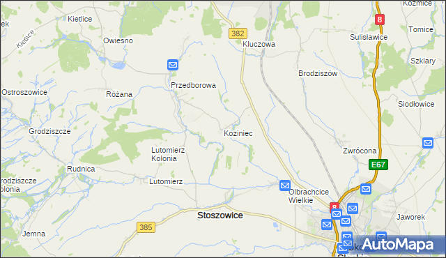 mapa Koziniec gmina Ząbkowice Śląskie, Koziniec gmina Ząbkowice Śląskie na mapie Targeo