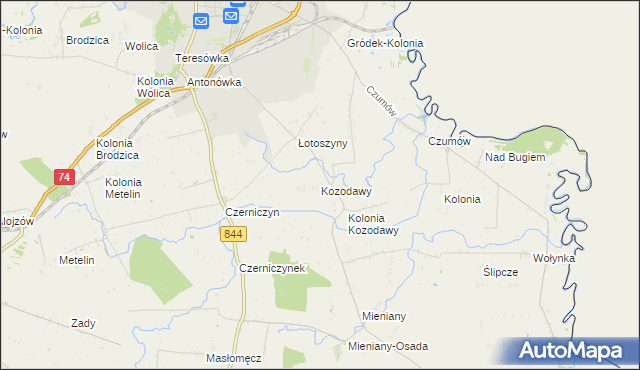 mapa Kozodawy, Kozodawy na mapie Targeo