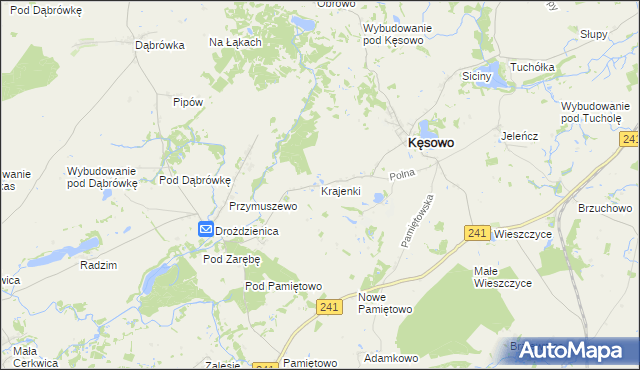 mapa Krajenki, Krajenki na mapie Targeo