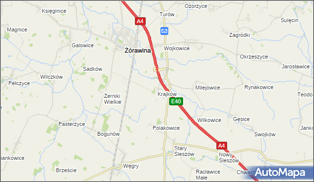 mapa Krajków gmina Żórawina, Krajków gmina Żórawina na mapie Targeo