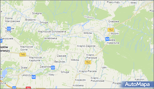 mapa Krajno-Zagórze, Krajno-Zagórze na mapie Targeo