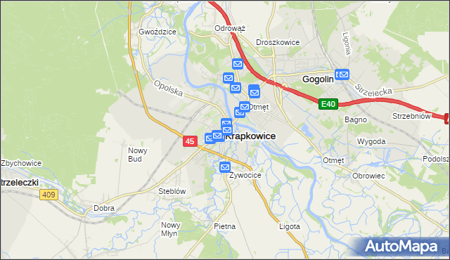 mapa Krapkowice, Krapkowice na mapie Targeo