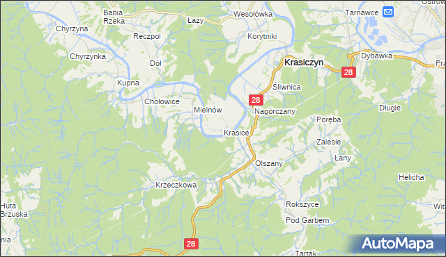 mapa Krasice gmina Krasiczyn, Krasice gmina Krasiczyn na mapie Targeo