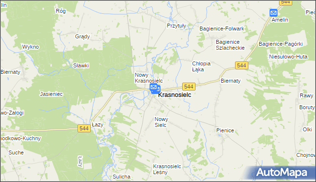 mapa Krasnosielc, Krasnosielc na mapie Targeo