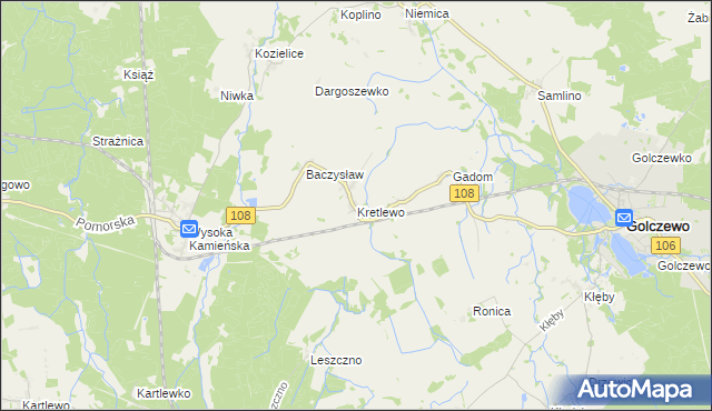 mapa Kretlewo, Kretlewo na mapie Targeo