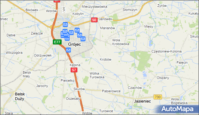 mapa Krobów, Krobów na mapie Targeo