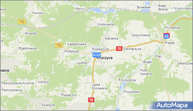 mapa Kroczyce, Kroczyce na mapie Targeo