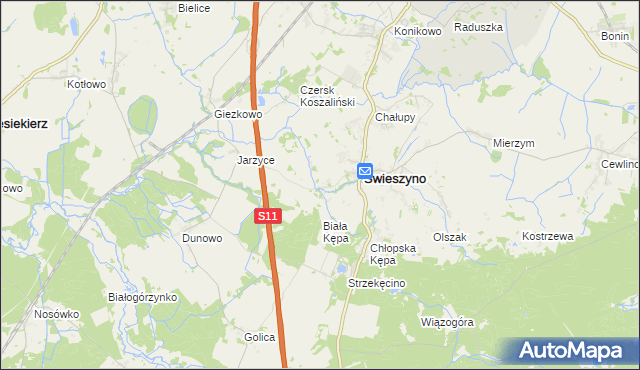 mapa Krokowo gmina Świeszyno, Krokowo gmina Świeszyno na mapie Targeo