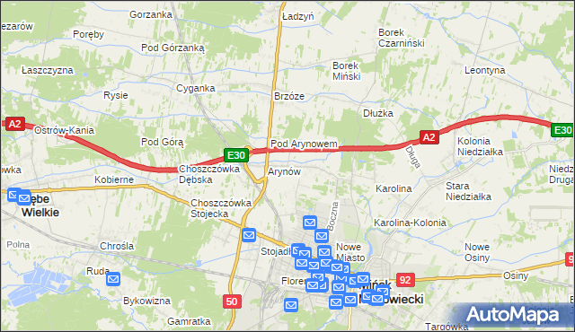 mapa Królewiec gmina Mińsk Mazowiecki, Królewiec gmina Mińsk Mazowiecki na mapie Targeo