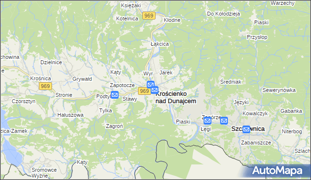 mapa Krościenko nad Dunajcem, Krościenko nad Dunajcem na mapie Targeo