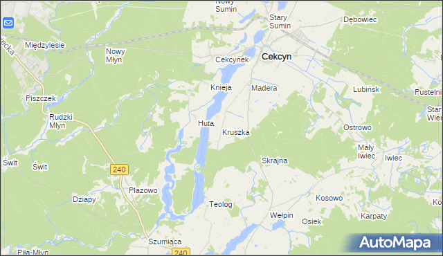 mapa Kruszka gmina Cekcyn, Kruszka gmina Cekcyn na mapie Targeo