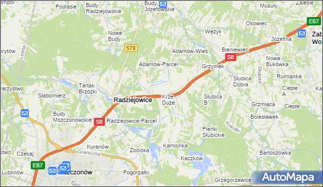 mapa Krze Duże, Krze Duże na mapie Targeo