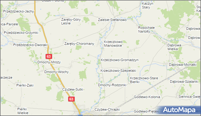 mapa Krzeczkowo-Gromadzyn, Krzeczkowo-Gromadzyn na mapie Targeo