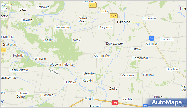 mapa Krzepczów, Krzepczów na mapie Targeo