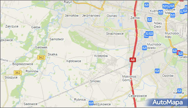 mapa Krzeptów, Krzeptów na mapie Targeo