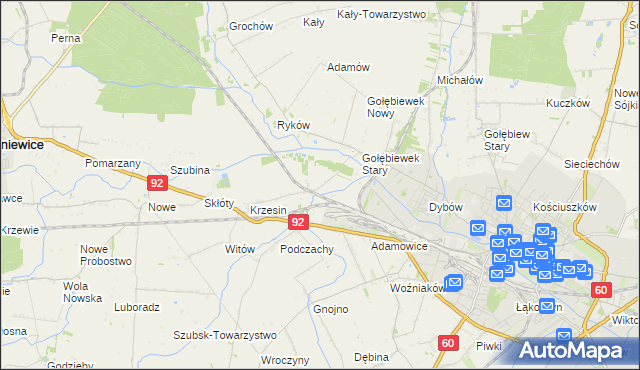 mapa Krzesinówek, Krzesinówek na mapie Targeo