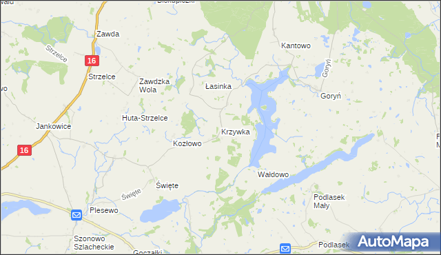 mapa Krzywka, Krzywka na mapie Targeo