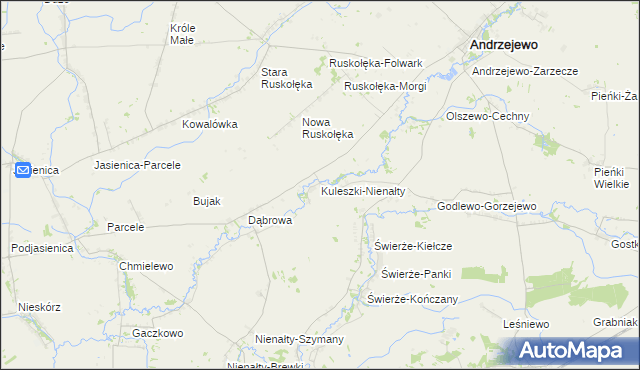 mapa Kuleszki-Nienałty, Kuleszki-Nienałty na mapie Targeo