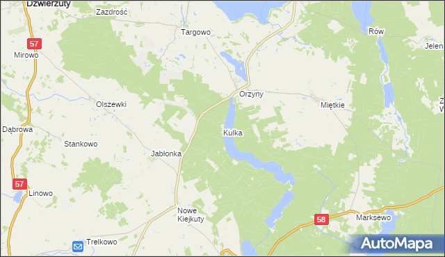 mapa Kulka, Kulka na mapie Targeo