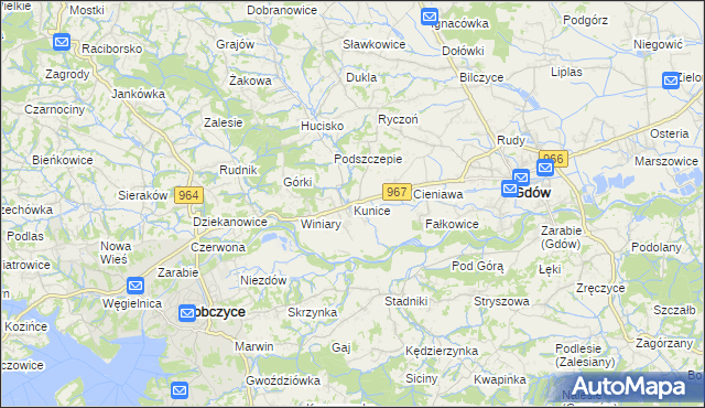 mapa Kunice gmina Gdów, Kunice gmina Gdów na mapie Targeo