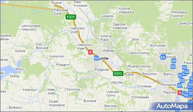 mapa Kunów powiat ostrowiecki, Kunów powiat ostrowiecki na mapie Targeo