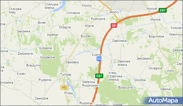 mapa Kuśnie, Kuśnie na mapie Targeo