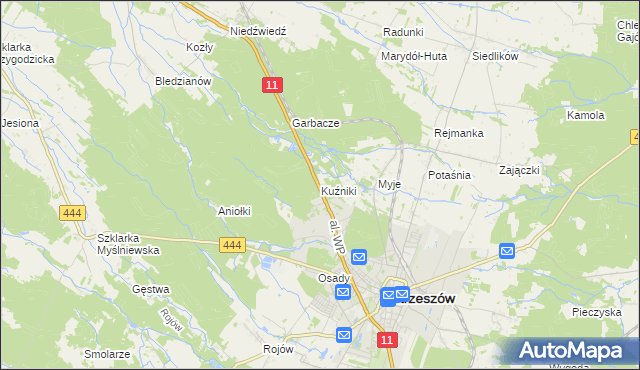 mapa Kuźniki gmina Ostrzeszów, Kuźniki gmina Ostrzeszów na mapie Targeo