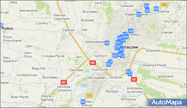 mapa Kuznocin gmina Sochaczew, Kuznocin gmina Sochaczew na mapie Targeo