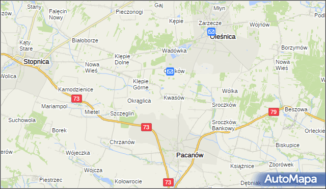 mapa Kwasów, Kwasów na mapie Targeo