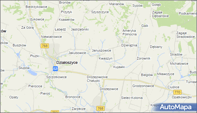 mapa Kwaszyn, Kwaszyn na mapie Targeo