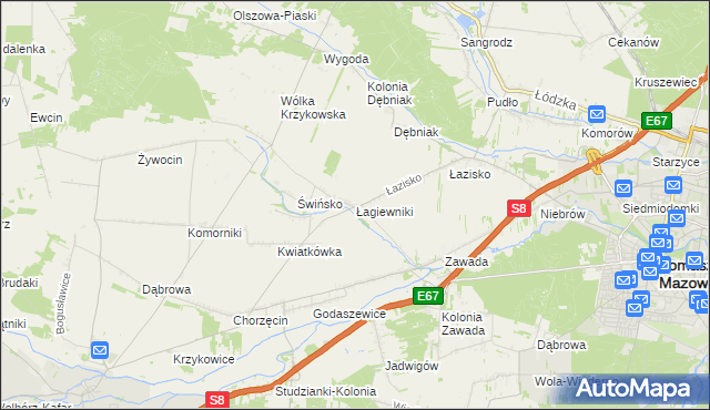 mapa Łagiewniki gmina Tomaszów Mazowiecki, Łagiewniki gmina Tomaszów Mazowiecki na mapie Targeo