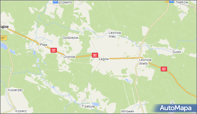 mapa Łagów gmina Dąbie, Łagów gmina Dąbie na mapie Targeo