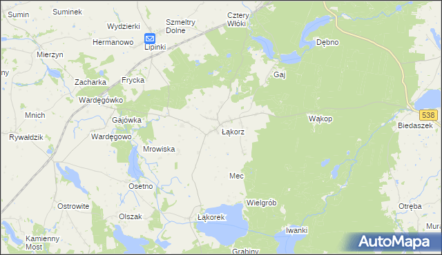 mapa Łąkorz, Łąkorz na mapie Targeo