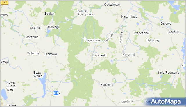 mapa Langanki gmina Kętrzyn, Langanki gmina Kętrzyn na mapie Targeo