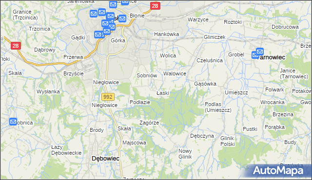 mapa Łaski gmina Jasło, Łaski gmina Jasło na mapie Targeo