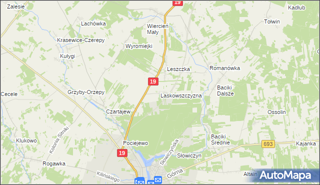 mapa Laskowszczyzna gmina Siemiatycze, Laskowszczyzna gmina Siemiatycze na mapie Targeo