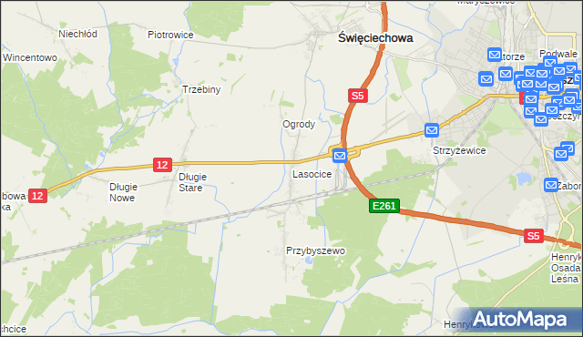 mapa Lasocice gmina Święciechowa, Lasocice gmina Święciechowa na mapie Targeo