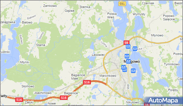 mapa Lasowiec, Lasowiec na mapie Targeo