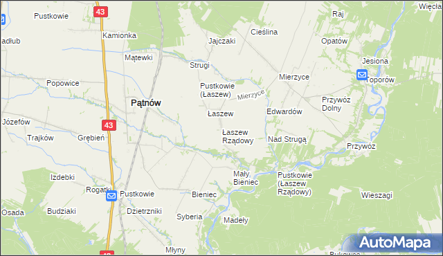 mapa Łaszew Rządowy, Łaszew Rządowy na mapie Targeo