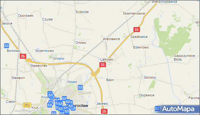 mapa Latkowo gmina Inowrocław, Latkowo gmina Inowrocław na mapie Targeo