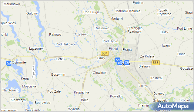 mapa Ławy gmina Rypin, Ławy gmina Rypin na mapie Targeo