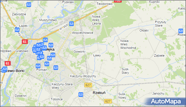 mapa Ławy gmina Rzekuń, Ławy gmina Rzekuń na mapie Targeo