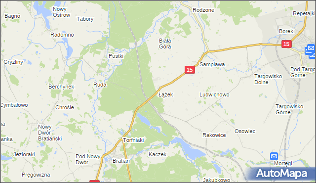 mapa Łążek gmina Lubawa, Łążek gmina Lubawa na mapie Targeo