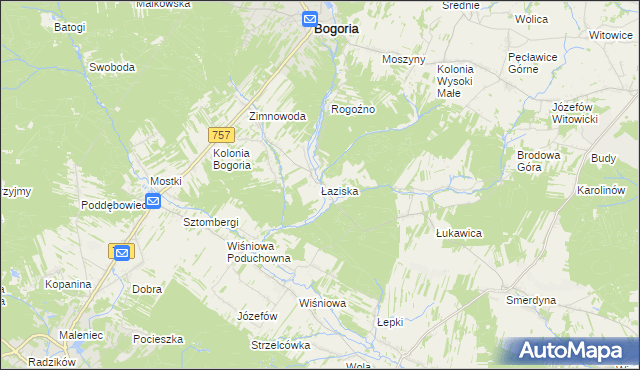 mapa Łaziska gmina Staszów, Łaziska gmina Staszów na mapie Targeo
