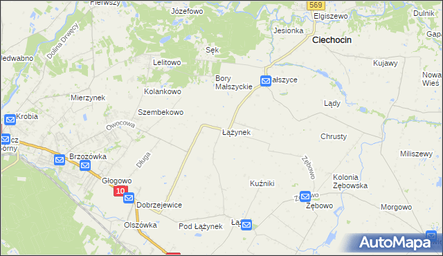 mapa Łążynek, Łążynek na mapie Targeo