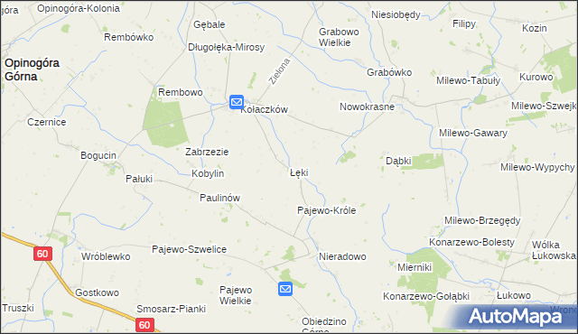 mapa Łęki gmina Opinogóra Górna, Łęki gmina Opinogóra Górna na mapie Targeo