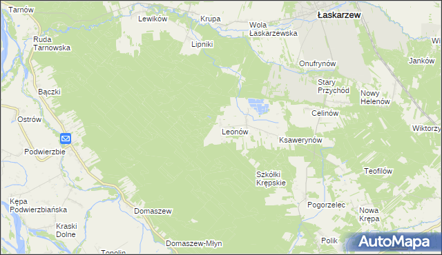 mapa Leonów gmina Maciejowice, Leonów gmina Maciejowice na mapie Targeo