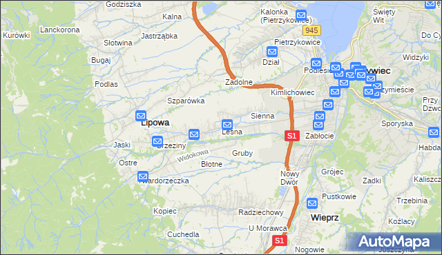 mapa Leśna gmina Lipowa, Leśna gmina Lipowa na mapie Targeo