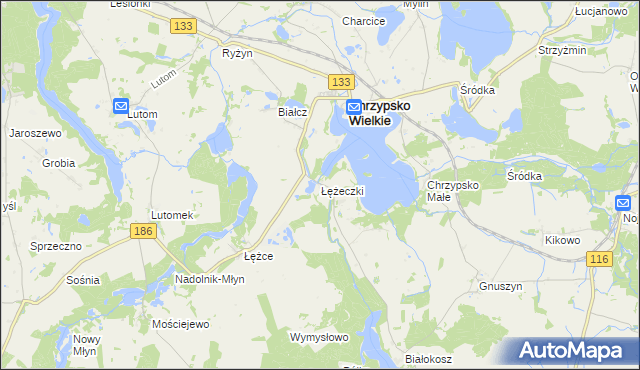 mapa Łężeczki, Łężeczki na mapie Targeo